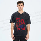 Unisex Café Con Leche Printed Washed Tee