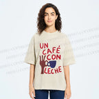 Unisex Café Con Leche Printed Washed Tee