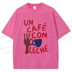 Unisex Café Con Leche Printed Washed Tee