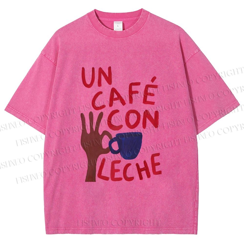Unisex Café Con Leche Printed Washed Tee