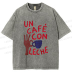 Unisex Café Con Leche Printed Washed Tee