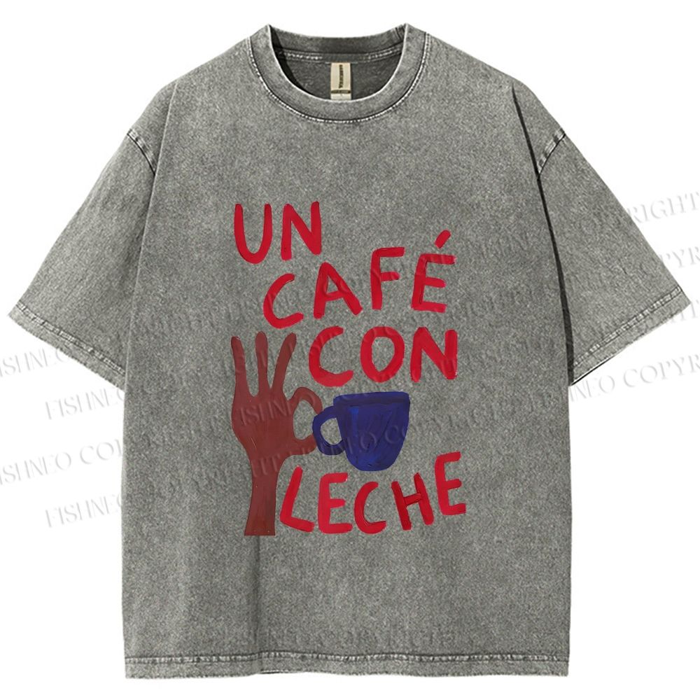 Unisex Café Con Leche Printed Washed Tee