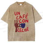 Unisex Café Con Leche Printed Washed Tee
