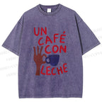 Unisex Café Con Leche Printed Washed Tee