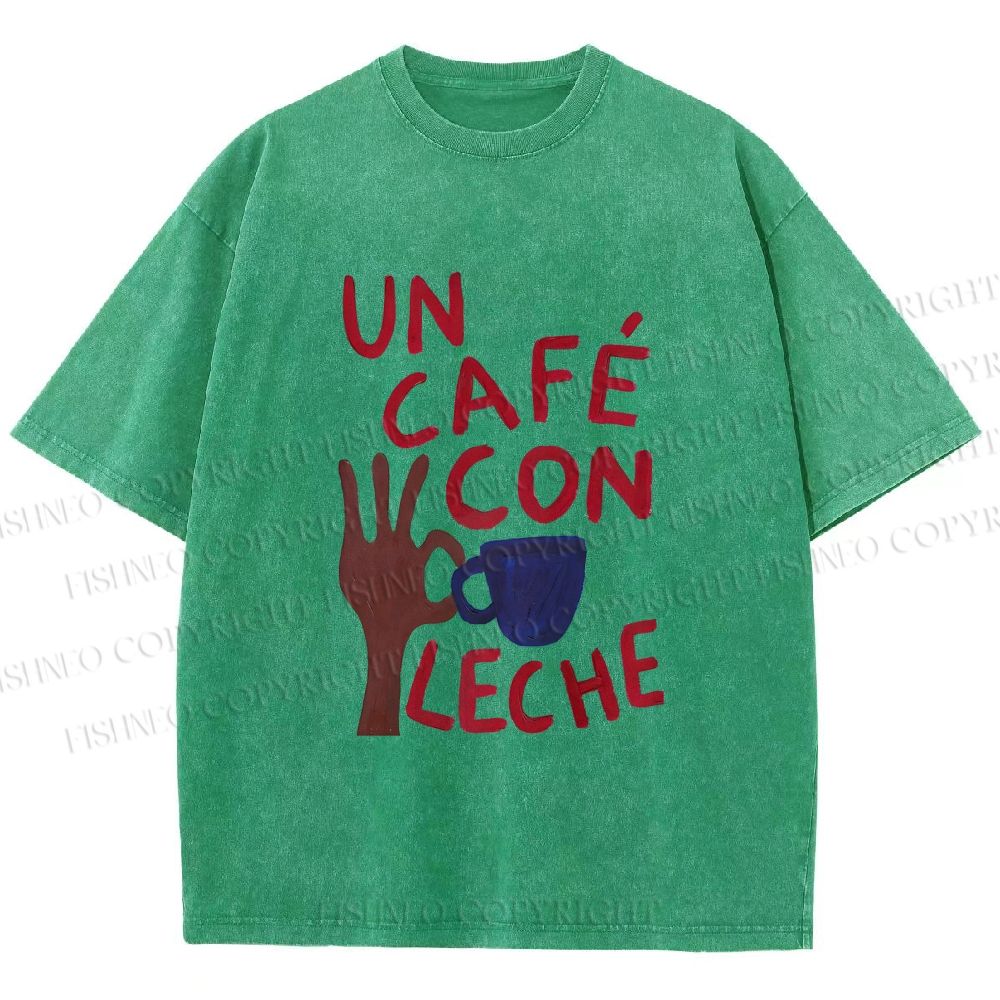 Unisex Café Con Leche Printed Washed Tee