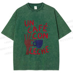 Unisex Café Con Leche Printed Washed Tee