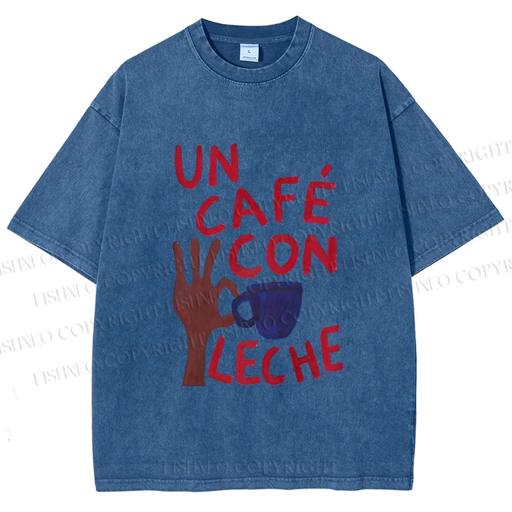 Unisex Café Con Leche Printed Washed Tee