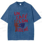 Unisex Café Con Leche Printed Washed Tee