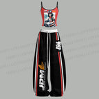 1990s JDM Anime Printed Top & Elasticated Trousers Two-Piece Set