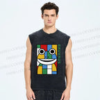 Unisex Bauhaus Frog Printed Washed Tank Top