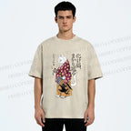 Unisex Ayako Ishiguro Japanese Samurai Cat Printed Washed Tee