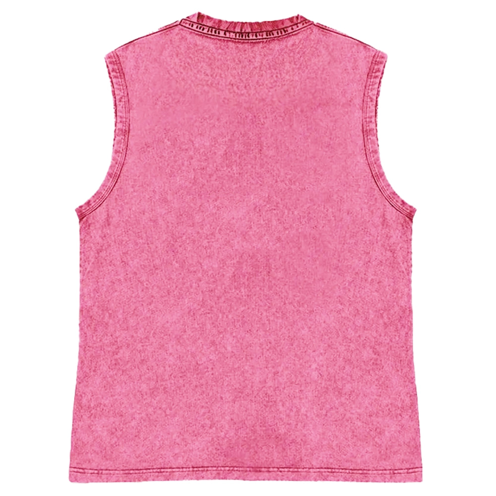 Unisex Printed Washed Meditating Sun Cat Tank Top