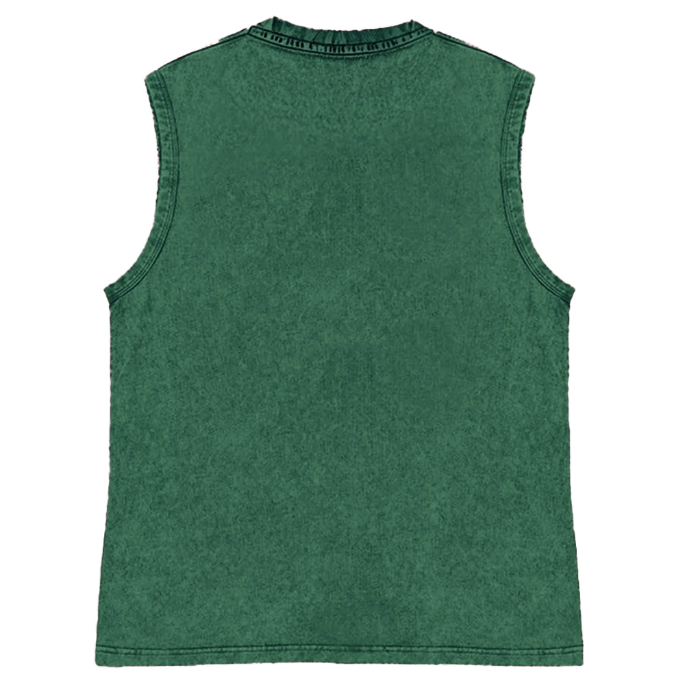 Unisex Printed Washed Meditating Sun Cat Tank Top