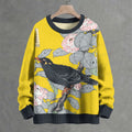 Vintage Bird in Flowers Crew Neck Sweater