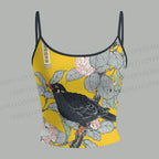 Vintage Bird in Flowers Top & Elasticated Trousers Two-Piece Set