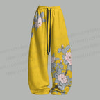 Vintage Bird in Flowers Top & Elasticated Trousers Two-Piece Set