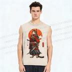 Unisex Printed Washed  Cat Tank Top