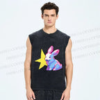Unisex Printed Washed Bunny Tank Top