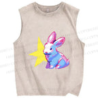 Unisex Printed Washed Bunny Tank Top