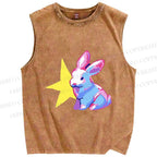 Unisex Printed Washed Bunny Tank Top