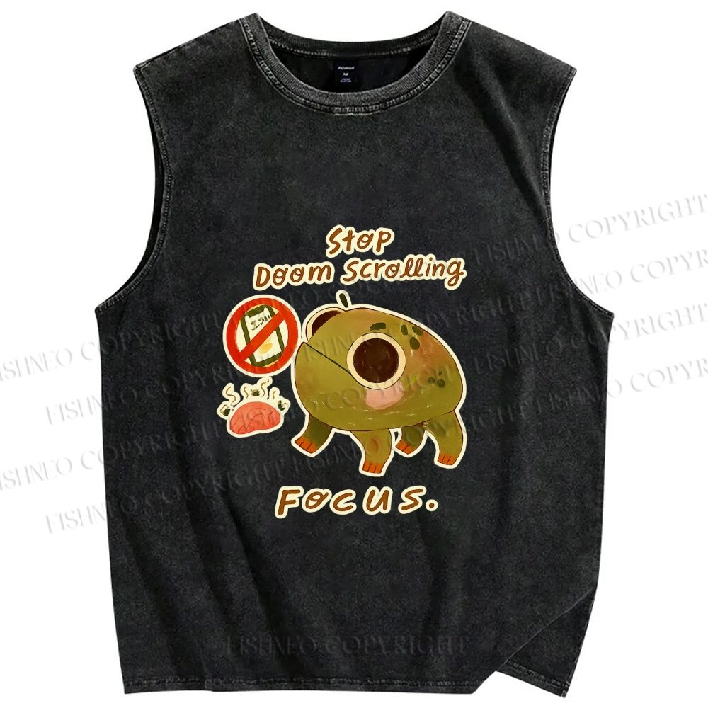 Unisex Printed Frog Washed Tank Top
