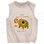 Unisex Printed Frog Washed Tank Top