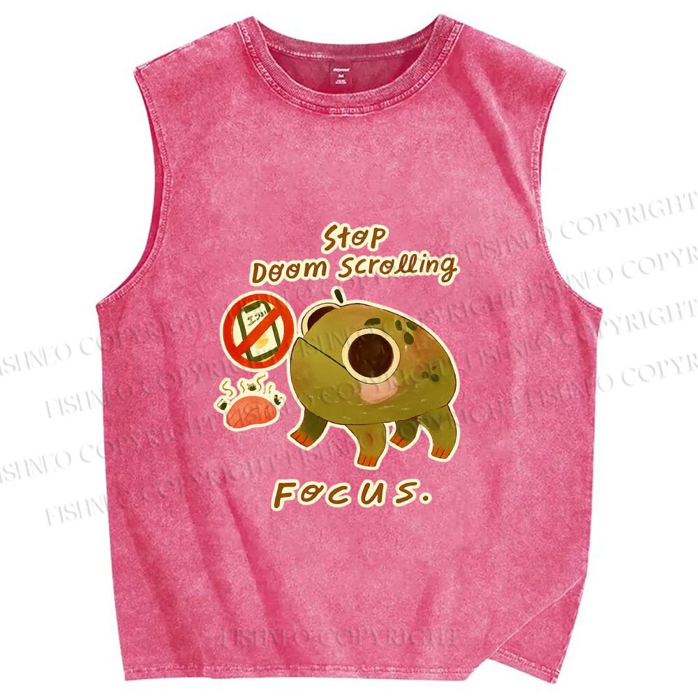 Unisex Printed Frog Washed Tank Top