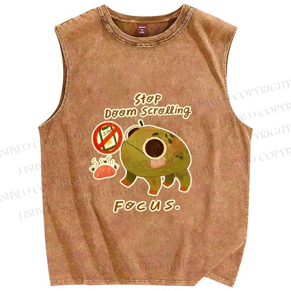 Unisex Printed Frog Washed Tank Top