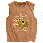 Unisex Printed Frog Washed Tank Top