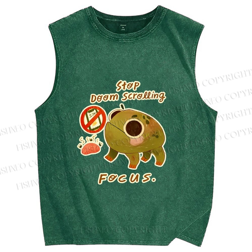 Unisex Printed Frog Washed Tank Top