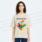 Unisex Bauhaus Fish Printed Washed Tee