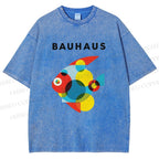 Unisex Bauhaus Fish Printed Washed Tee