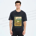 Unisex Frog Taking A Bath Printed Washed Tee