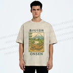 Unisex Frog Taking A Bath Printed Washed Tee