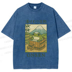 Unisex Frog Taking A Bath Printed Washed Tee