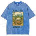 Unisex Frog Taking A Bath Printed Washed Tee