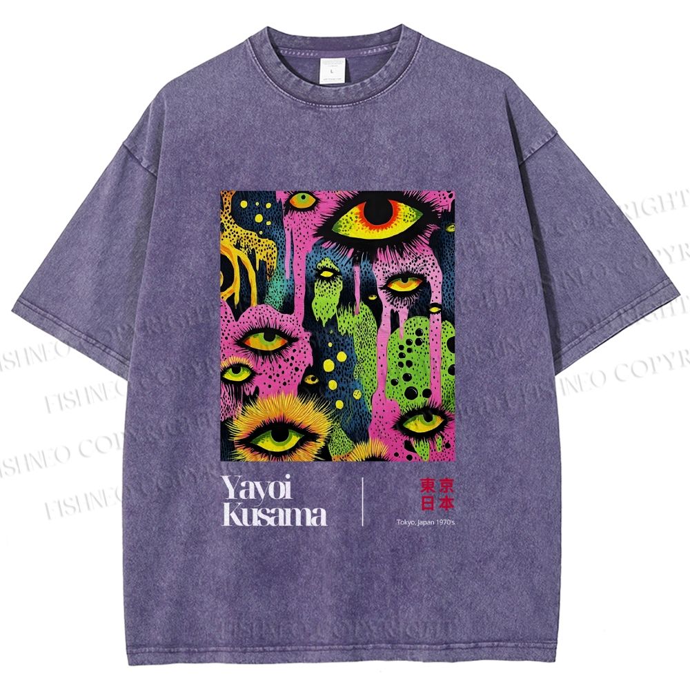 Unisex Yayoi Kusama Eyes Printed Washed Tee