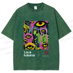 Unisex Yayoi Kusama Eyes Printed Washed Tee