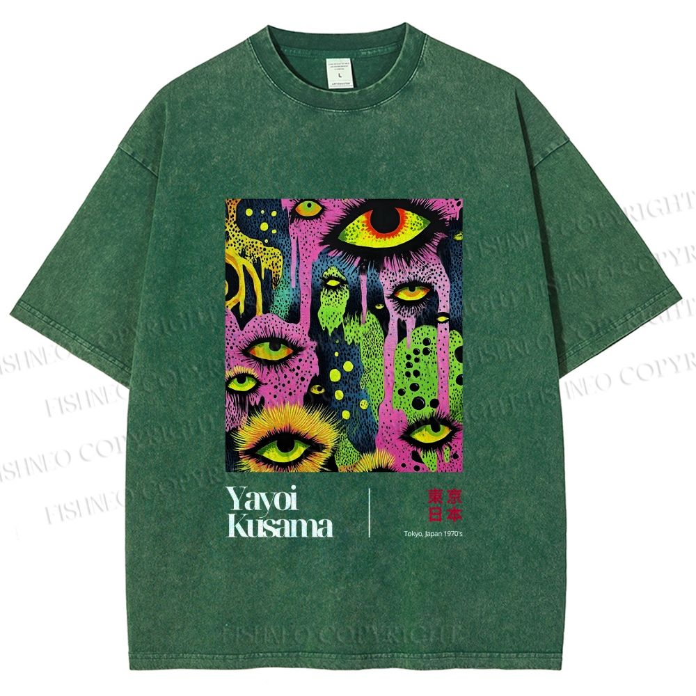 Unisex Yayoi Kusama Eyes Printed Washed Tee