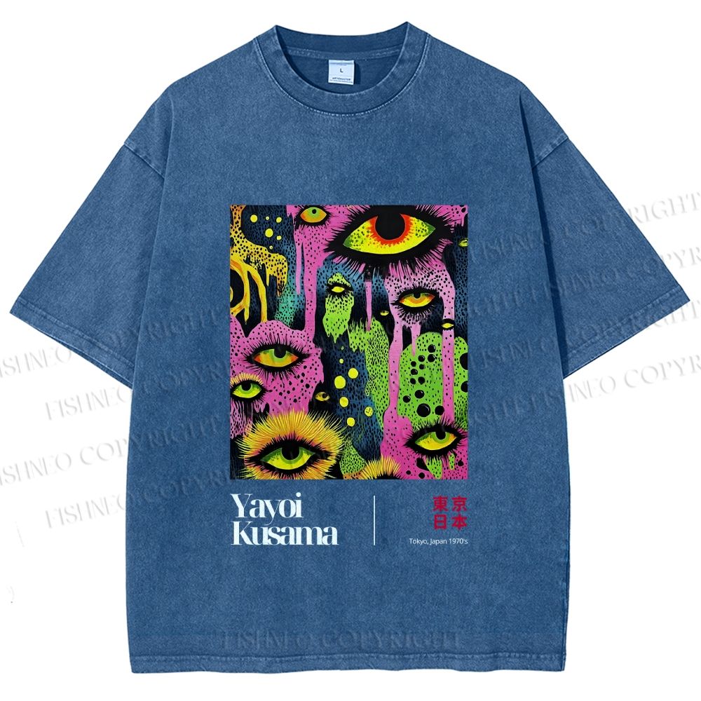 Unisex Yayoi Kusama Eyes Printed Washed Tee