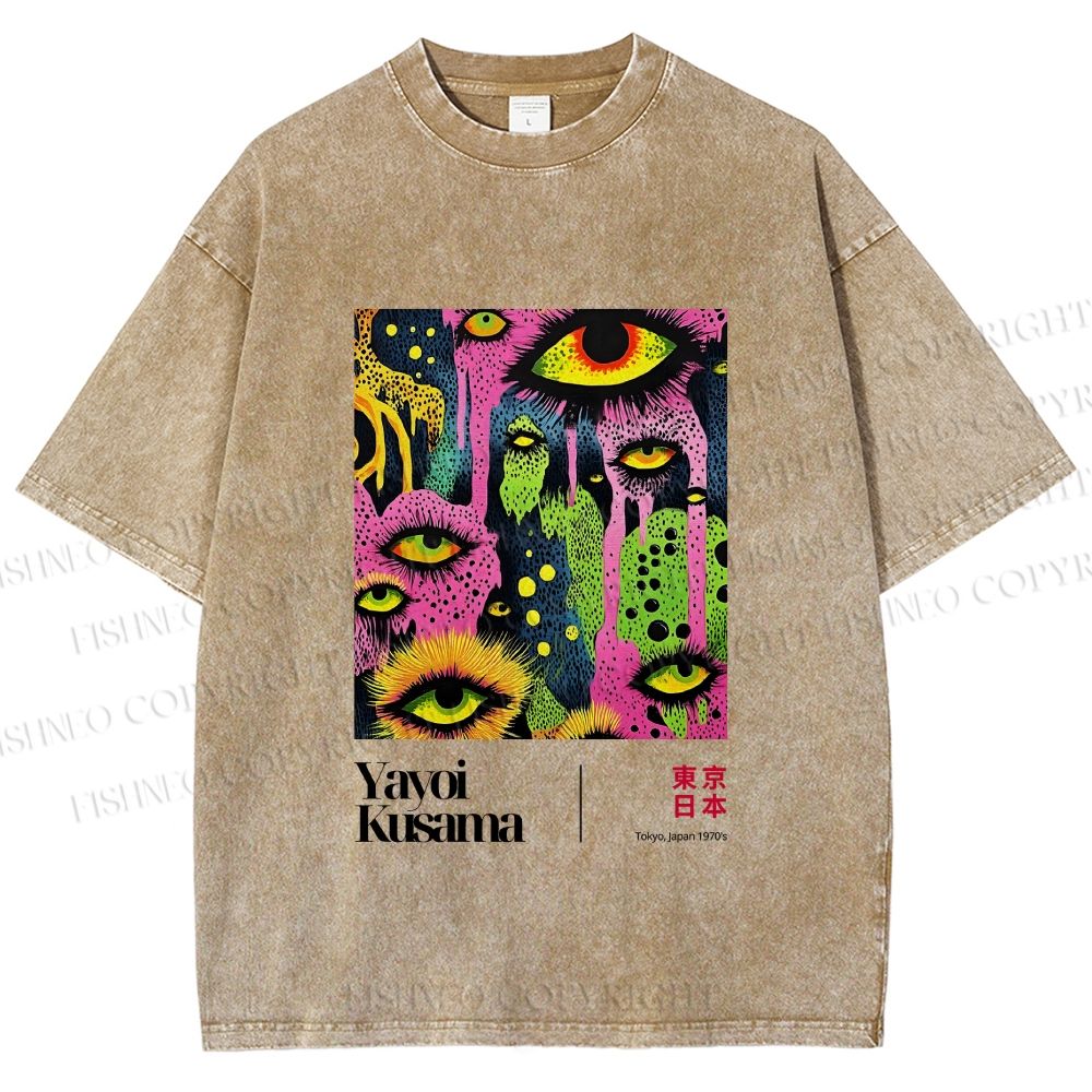 Unisex Yayoi Kusama Eyes Printed Washed Tee