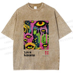 Unisex Yayoi Kusama Eyes Printed Washed Tee