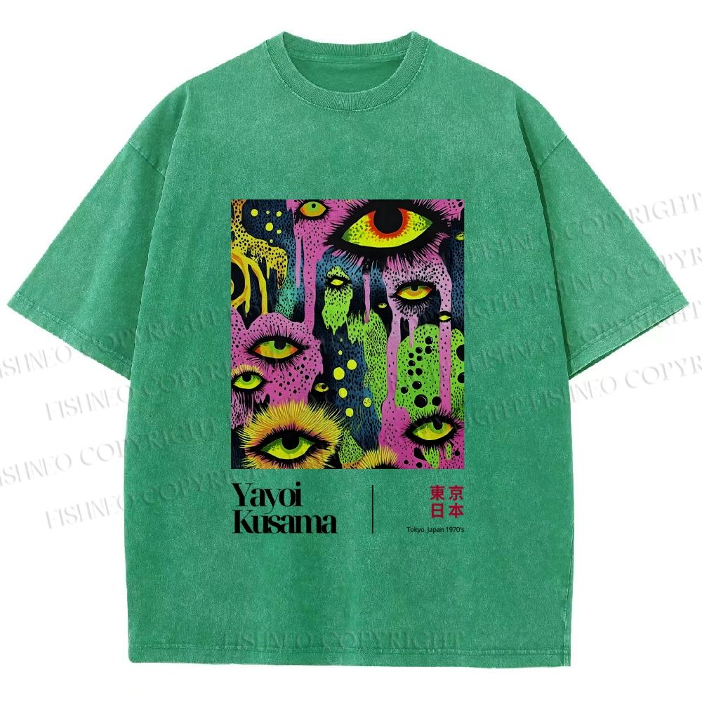 Unisex Yayoi Kusama Eyes Printed Washed Tee