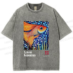 Unisex Yayoi Kusama Fish Printed Washed Tee