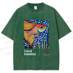 Unisex Yayoi Kusama Fish Printed Washed Tee