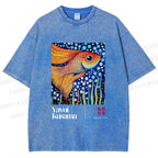 Unisex Yayoi Kusama Fish Printed Washed Tee