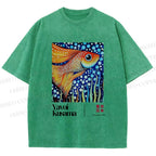 Unisex Yayoi Kusama Fish Printed Washed Tee