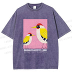 Unisex Bauhaus Bird Printed Washed Tee