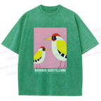 Unisex Bauhaus Bird Printed Washed Tee