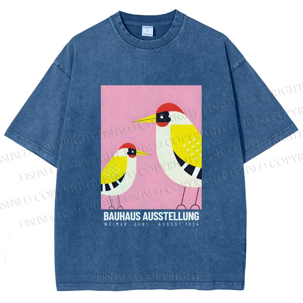 Unisex Bauhaus Bird Printed Washed Tee